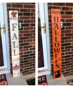 reversible fall and christmas porch sign