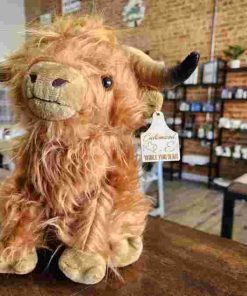 highland cow plush toy with custom ear tag