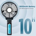 Mini Handheld Fan with 2600mAh USB Rechargeable Battery Image 1