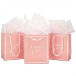 custom logo printing luxury hot pink fashion shopping paper bag with ribbon handle 1