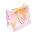 custom logo printing luxury hot pink fashion shopping paper bag with ribbon handle 3