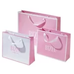 custom logo printing luxury hot pink fashion shopping paper bag with ribbon handle 5