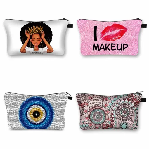 custom logo travel makeup pouch printed polyester zipper cosmetic bag 1