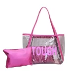 fashion pvc zipper cosmetic jelly women transparent beach bag 2