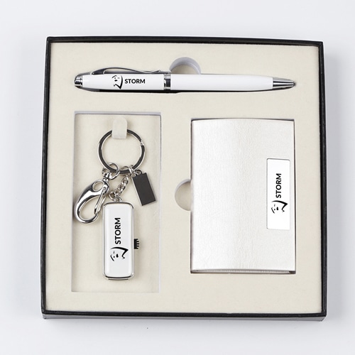 Coffret cadeau porte-cartes et stylo Premimum avec clé USB