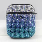 glitter rhinestone airpods pro case in sparkling blue