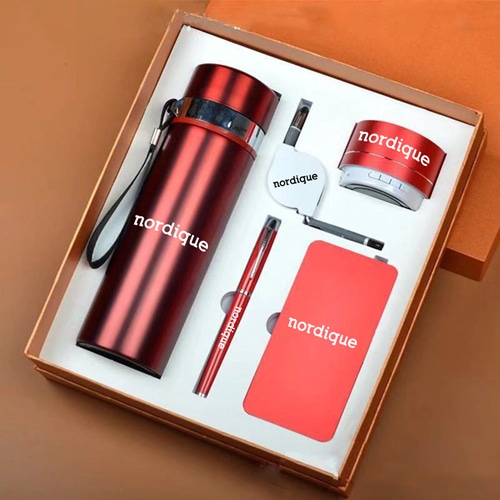 Bluetooth Luidspreker & Power Bank Geschenkset met Pen, Fles, & 2 in 1 Datakabel