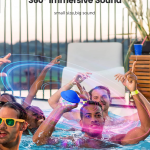 Altifalante sem fios para duche à prova de água IPX7 com luz RGB, altifalante flutuante para piscina portátil para exterior com microfone incorporado e suporte para cartão TF