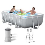 Intex 26792 16FT X 8FT X 42IN Prism Steel Frame Rectangular Pool Set Piscina fuori terra in PVC