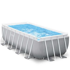 Intex 26792 16FT X 8FT X 42IN Prism Steel Frame Rectangular Pool Set PVC Above Ground Swimming Pool