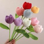 Tulipes finies au tricot Fleurs au crochet Simulation de fleurs artificielles en gros Fleurs en laine au tricot Cadeau de la Saint-Valentin