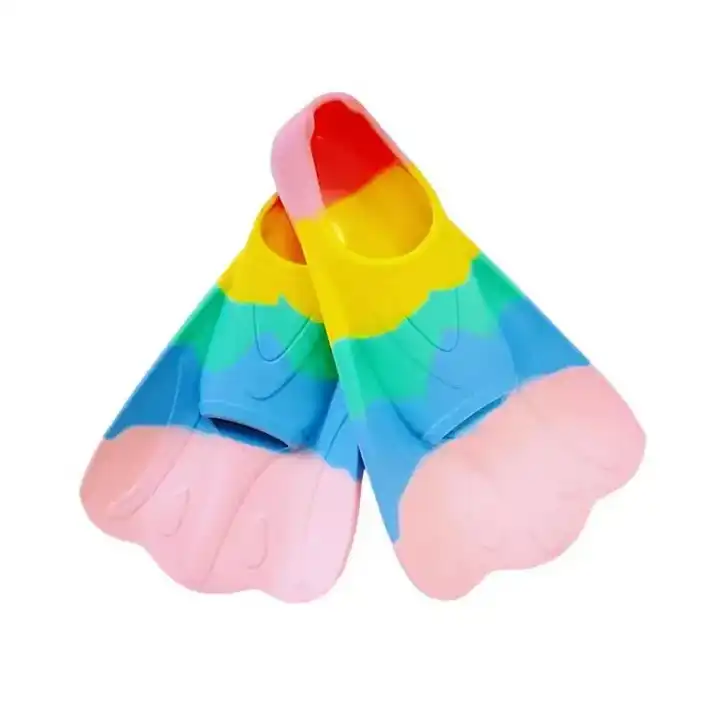 Barbatanas curtas de silicone preto personalizadas para crianças com snorkeling para adultos
