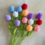 Tulipes finies au tricot Fleurs au crochet Simulation de fleurs artificielles en gros Fleurs en laine au tricot Cadeau de la Saint-Valentin