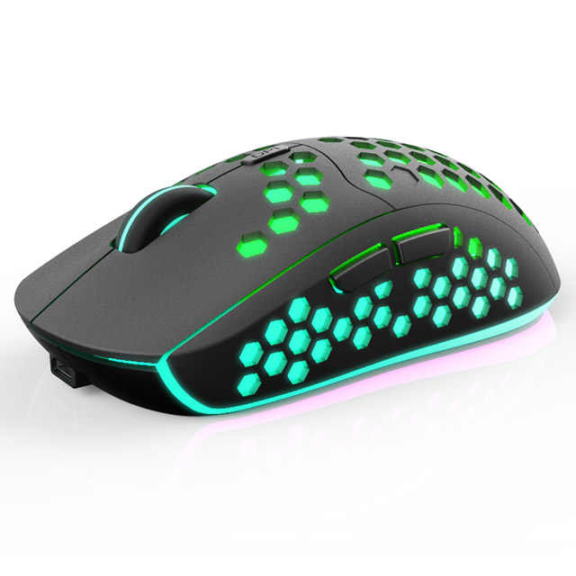 Penjualan Massal Logo Kustom Honeycomb Shell USB Pengisian Daya RGB Pencahayaan RGB Optik 2.4G Mouse Komputer Nirkabel Untuk Laptop Komputer