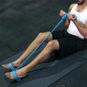 Tension Rope Tube Fitness Ankle Puller Yoga Handle Bands Exerciser Pedal Band