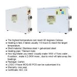 Aquecedor elétrico digital de piscinas Fenlin 5.5kw a 18kw Bomba de calor de temperatura constante para casa e piscina