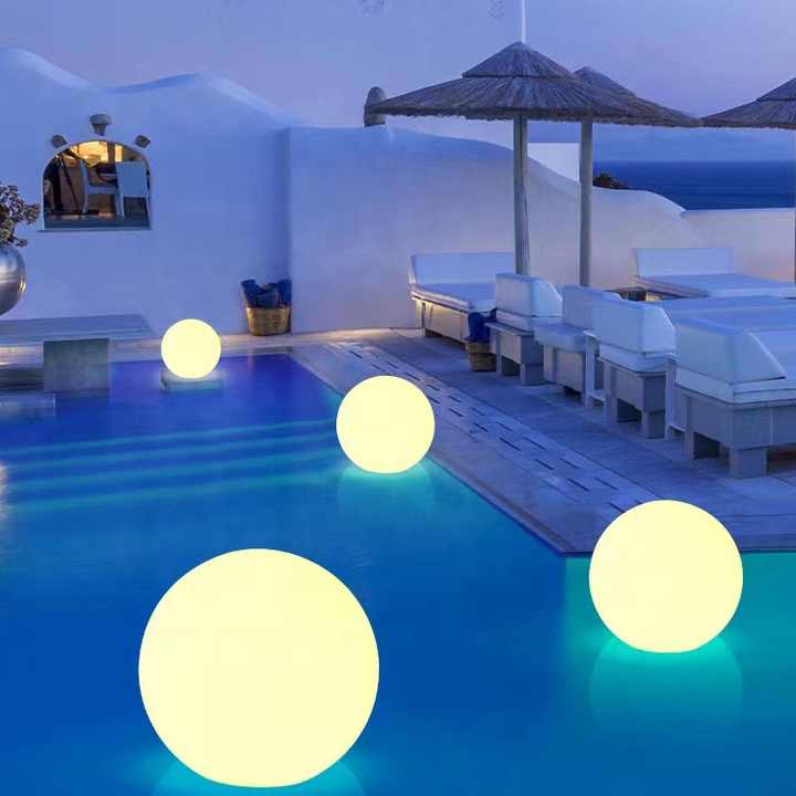 Luzes de bola para jardim exterior à prova de água IP65 para decorações de festas em piscinas de praia Lâmpada de PC para iluminação de piscinas
