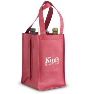 Non-Woven 4 Bottle Wine Tote Bag