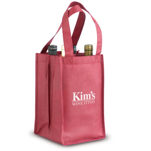 Non-Woven 4 sticle de vin Tote sac