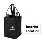 Non-Woven 4 sticle de vin Tote sac Imagine 5