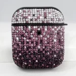 Custodia per airpod con strass viola glamour per le appassionate di moda