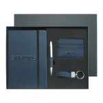 PU Leather Notebook & Pen Set with Leather Keychain & Card Wallet Image 1