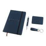 PU Leather Notebook & Pen Set with Leather Keychain & Card Wallet Image 2