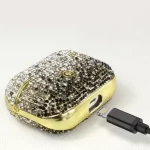 rhinestone airpods pro case with gold carabiner