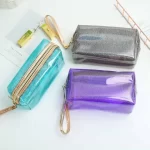 shiny glitter pvc transparent waterproof jelly make up pouchcosmetic bag 6