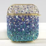 sparkling rhinestone airpods case in gradient blue