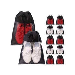 Custom Portable Clear Window Drawstring Shoe Bags for Travelling