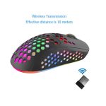 Venta a granel Logotipo personalizado nido de abeja Shell USB de carga de iluminación RGB óptico 2.4G ratón inalámbrico para ordenador portátil